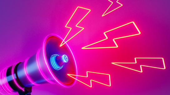 A megaphone and lighting bolts that amplify your voice and grow your brand