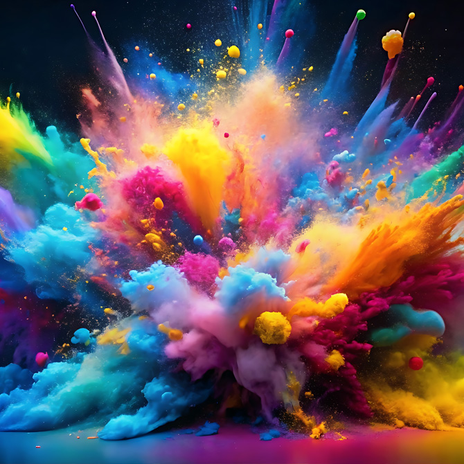 A cloud burst of rainbow colors like the magic that happens when businesses become brands