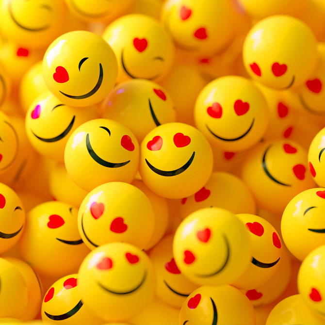 Clients who hire Bourn Creative for branding services are happy like these yellow emoji faces with heart eyes