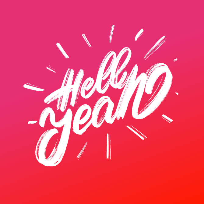 Branding That Makes You Say Hell Yeah! on a bright pink and red background