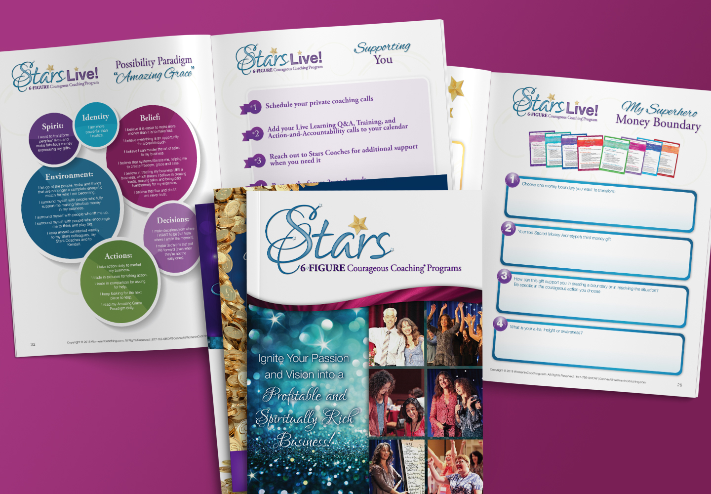 Sample business and money coach branding: Coaching program sales brochure design