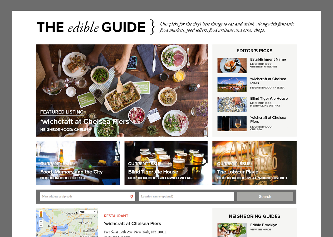 Web design: Edible Manhattan
