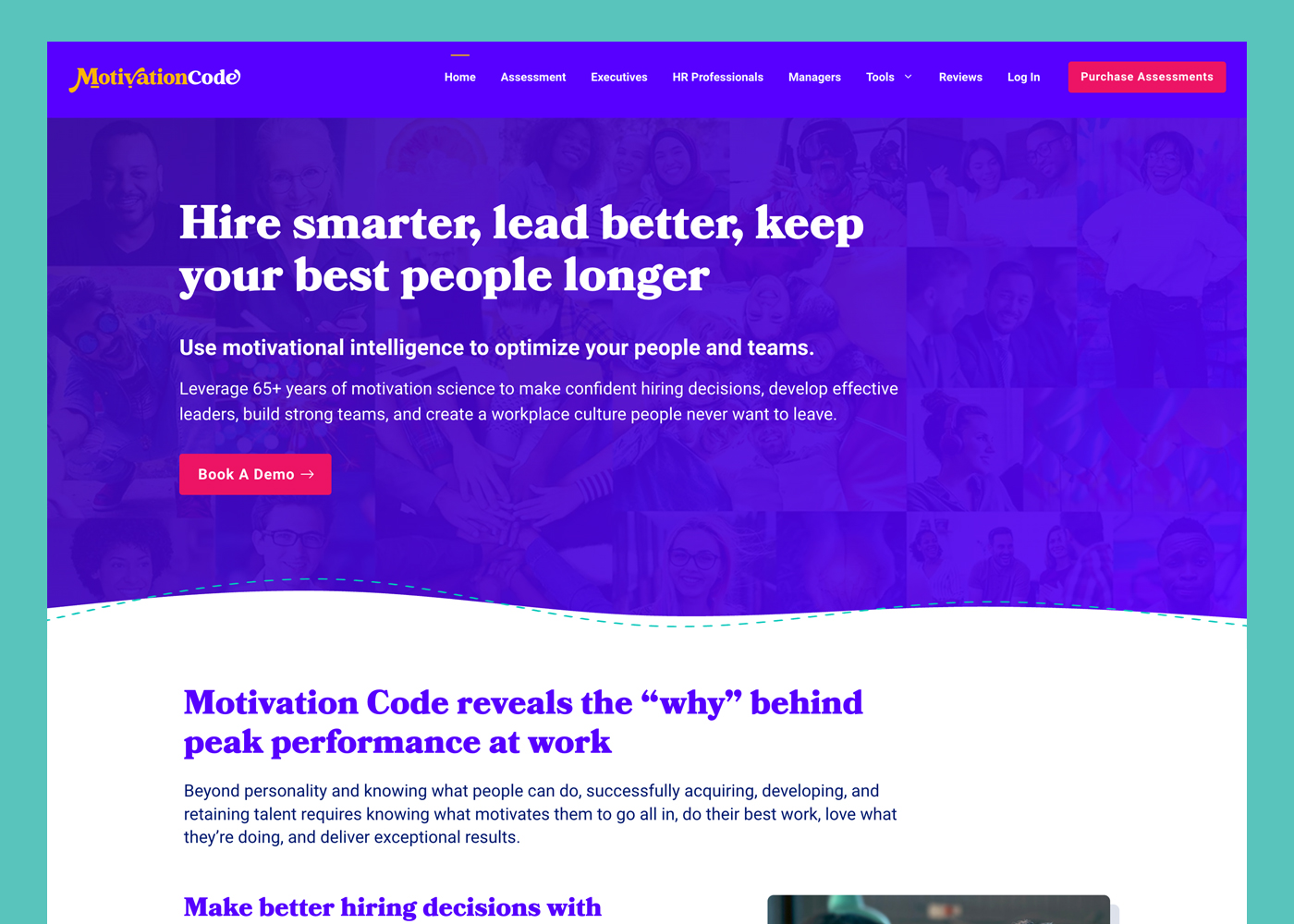 Sample website strategy and website copywriting and website building: Motivation Code