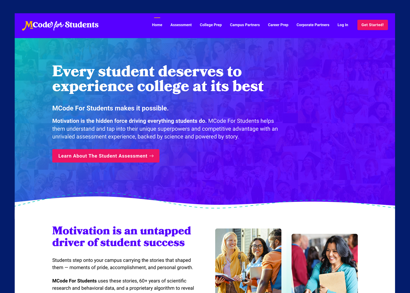 Website Copywriting sample: Motivation Code For Students website