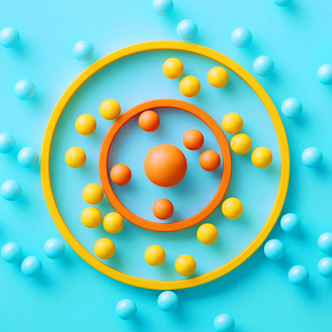 Colorful spheres changing from teal to yellow to orange as they move from the teal outside of a bullseye to the yellow outer rings, to the orange center ring a bullseye to represent brand strategy and positioning